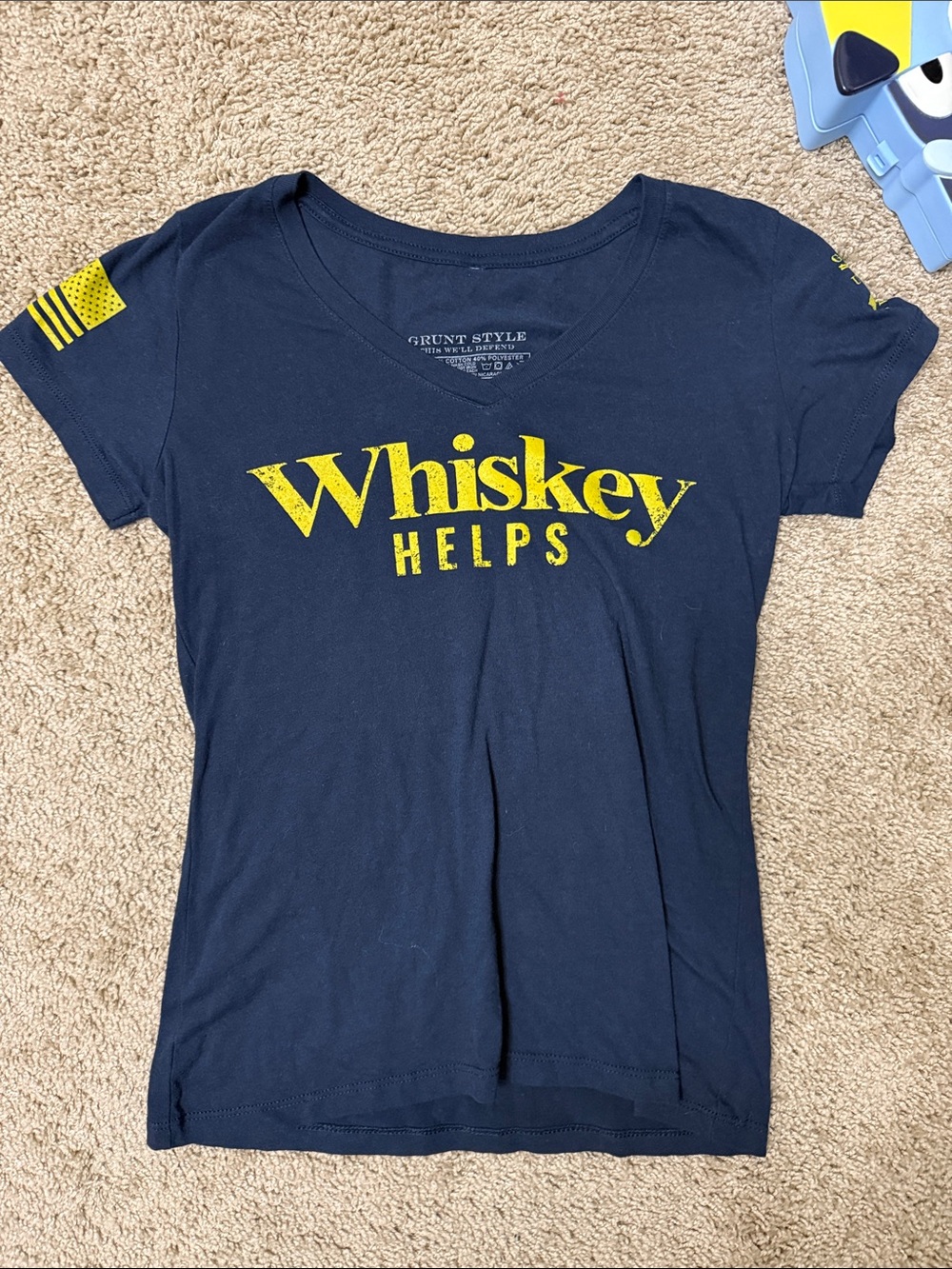 Grunt Style Navy Women's 'Whiskey Helps' Graphic Tee
